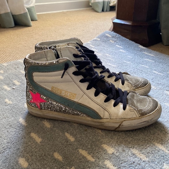 GOLDEN GOOSE
Slide blue and pink Glittered High-top Sneakers - Picture 2 of 6
